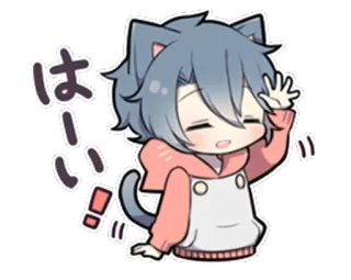 ✋ はい Anime, Oreilles de chat, Kawaii, Japonais, Mignon, Qui fait coucou whatsapp sticker