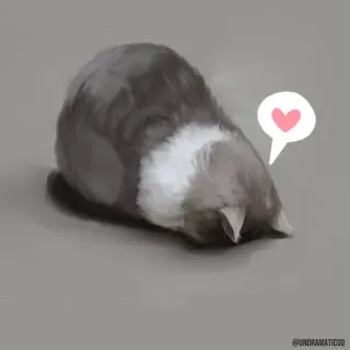 🌟 @UNDRAMATICCO gato, lindo, corazón, amor, animal, arte digital telegram sticker