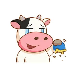 ❌ krowa, zwierzę, kreskówka, dzwonek telegram sticker