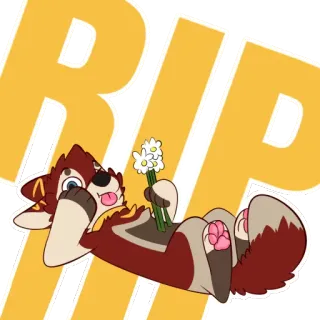 💀 RIP perro, cachorro, flores, RIP, muerte, dibujos animados, animal telegram sticker