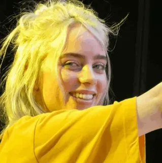 😂 Billie Eilish Billie Eilish, cantante, artista, celebridad, estrella pop, música, retrato telegram sticker