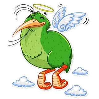 😇 pájaro, ángel, alas, halo, lindo, dibujos animados whatsapp sticker