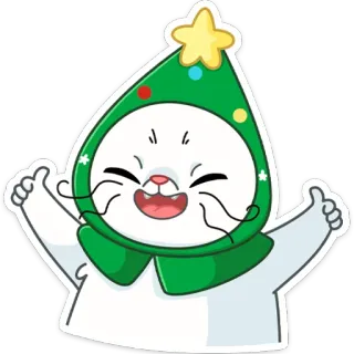 👍 кот, рождество, праздник, праздничный, мультфильм, животное, милый, отпуск telegram sticker