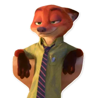 😎 Nick Wilde Zootopia Nick Wilde, Zootopia, zorro, personaje, Disney, animación telegram sticker