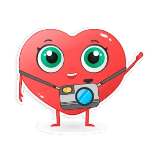 📸 Herz, Kamera, Cartoon, Fotografie, Liebe, niedlich telegram sticker