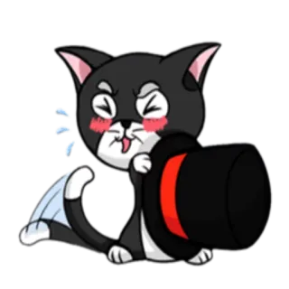 😊 gato, animal, desenho animado, mágico, cartola, adesivo telegram sticker