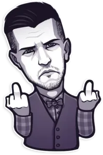 😡 middle finger, offensive, rude, man, gesture, cartoon telegram sticker