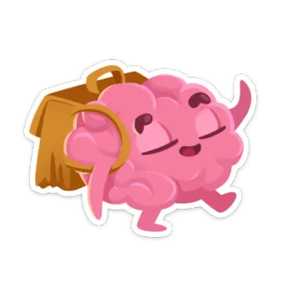 💼 cerveau, dessin animé, sac à dos, intelligent, éducation, mignon, marche whatsapp sticker