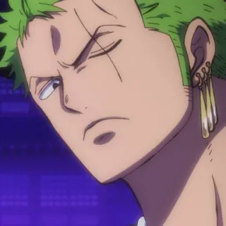 😒 Roronoa Zoro One Piece Anime, Spadaccino, Pirata, Cicatrici, Orecchini telegram sticker