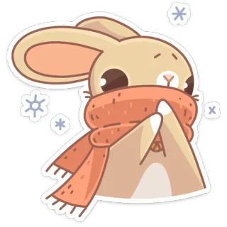 🥶 rabbit, winter, scarf, cute, animal, snow, cartoon telegram sticker