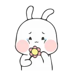 🥺 conejo, flor, triste, lindo, dibujos animados, pegatina telegram sticker