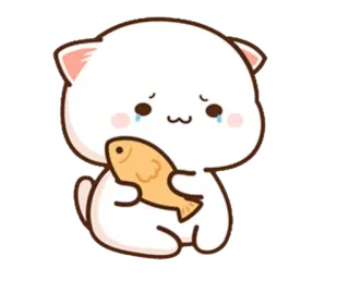 😢 кот, грустный, рыба, плачущий, милый, мультик telegram sticker