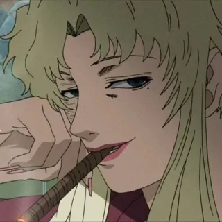 😏 Anime, Zigarre, Rauchen, Blonde Haare, Porträt whatsapp sticker