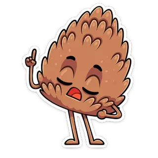 ☝️ шишка, природа, мультфильм, смешной, милый, лес, дерево telegram sticker
