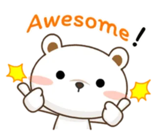 👍 Awesome! oso, lindo, kawaii, estrellas, increíble, positivo, divertido telegram sticker