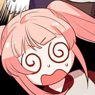 🍉 anime, cartoon, dizzy, pink hair, funny face, confused telegram sticker