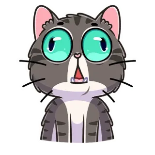😳 chat, animal, dessin animé, sticker, chat gris, choqué, surpris whatsapp sticker
