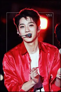🥂 K-pop, chanteur, homme, portrait, rouge, musique whatsapp sticker