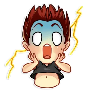 😱 cartone animato, scioccato, sorpresa, fulmine, paura, emozione telegram sticker