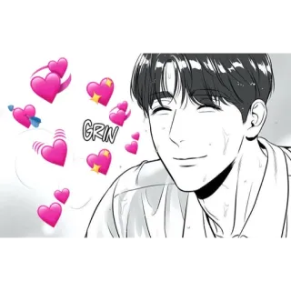 🥰 GRIN heart, love, smile, happy, man, cartoon telegram sticker