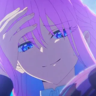 📎 Anime, Charakter, pinke Haare, Mädchen, blaue Augen, Lächeln telegram sticker