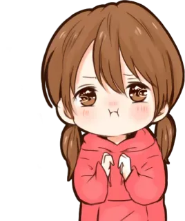 🥺 Chibi, lindo, chica, dibujos animados, sudadera con capucha, triste whatsapp sticker
