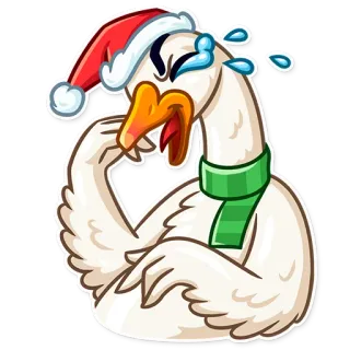😂 goose, cartoon, animal, Christmas, Santa hat, winter, crying, emotion telegram sticker