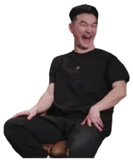 😂 男, 人, 座る, 笑う, ポートレート, 幸せ, 面白い telegram sticker