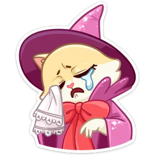 😿 kat, huilen, verdrietig, verdriet, heks, tovenaar, magie, tranen, emotie telegram sticker