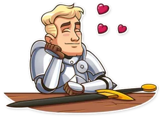 😍 cavaleiro, armadura, espada, corações, desenho animado, fantasia, romance telegram sticker
