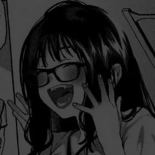 🤪 anime, ragazza, occhiali, risata, felice telegram sticker