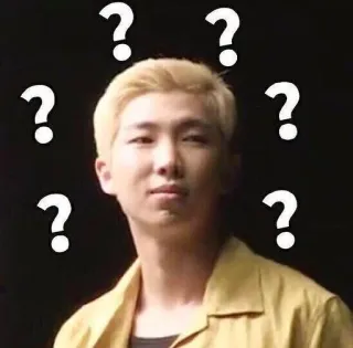❓ Fragezeichen, Verwirrung, Porträt, Mann, K-Pop telegram sticker