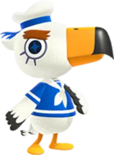 ⛵️ Gulliver Animal Crossing Videospiel, Tier, Anthropomorph, Seemann, Vogel, Cartoon, Weiß telegram sticker