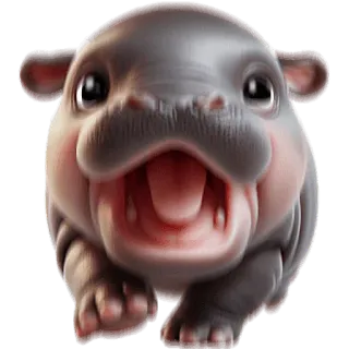 👹 hippo, hippopotamus, animal, mammal, cute, baby hippo telegram sticker