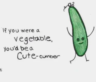 😜 If you were a vegetable, you'd be a Cute-cumber Gemüse, Gurke, süß, Wortspiel, Essen, lustig whatsapp sticker