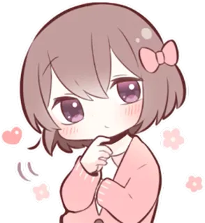 🤔 Аниме, Чиби, Милый, Девочка, Мультфильм, Розовый, Цветок telegram sticker