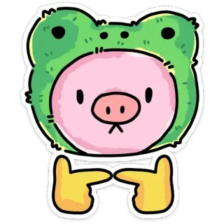 👉 frog, pig, animal, cute, sticker telegram sticker