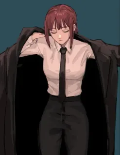 ☄ Makima Chainsaw Man Makima, Chainsaw Man, anime, manga, character, woman, coat telegram sticker