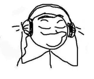 😜 monigote, auriculares, música, escuchando, dibujo, dibujos animados whatsapp sticker
