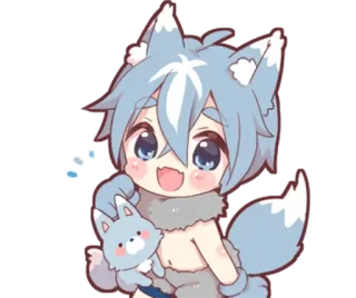 🌟 Anime, Wolf, Chibi, Schattig, Cartoon telegram sticker