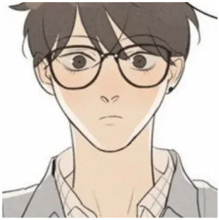 😐 boy, glasses, anime, cartoon, portrait telegram sticker