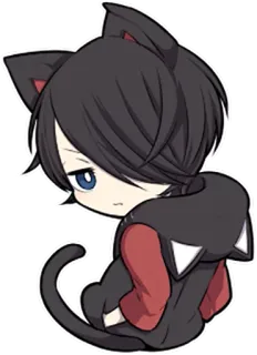 😒 치비, 고양이, 애니메이션, 만화, 카와이, 귀여운, 고양이 귀, 만화 telegram sticker