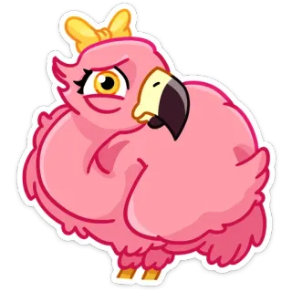 😢 フラミンゴ, 鳥, ピンク, 漫画, 可愛い, 動物, かわいい telegram sticker