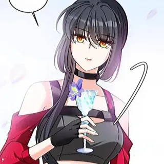 👍 애니메이션, 여자, 칵테일, 꽃, 만화 telegram sticker