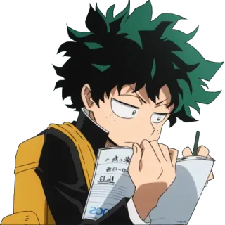 🗒 Izuku Midoriya My Hero Academia Anime, My Hero Academia, Izuku Midoriya, Deku, Estudiante, Estudiando telegram sticker