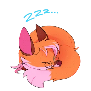 💤 лиса, животное, сонный, милый, мультик, персонаж whatsapp sticker