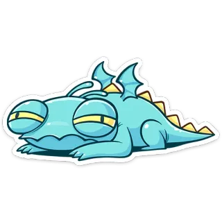 😑 дракон, мультик, синий, животное, монстр, наклейка telegram sticker