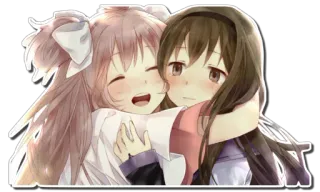 ❤ Anime, Garotas, Abraço, Amizade telegram sticker