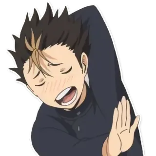 😅 Nishinoya Yuu Haikyuu Аниме, Haikyuu, Нишиноя, смущен, Стоп telegram sticker