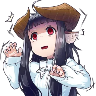 😵 Anime, Ragazza demone, Corna, Carino, Cartone animato, Femmina, Fantasy telegram sticker